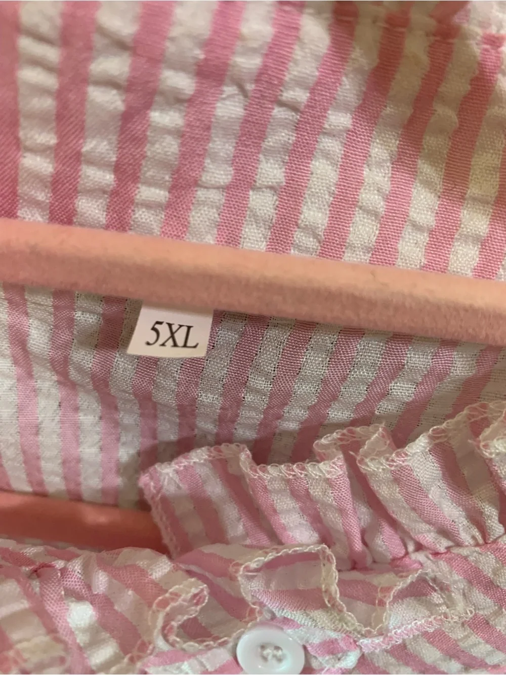 Pink Ruffled Button-Up Blouse - Picture 3 of 4